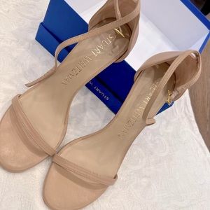 Stuart Weitzman Nudist Heels in Adobe Leather